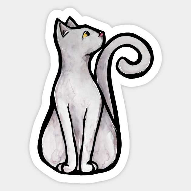 White Cat White Cat Sticker TeePublic